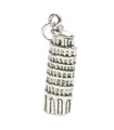 Scheve toren van Pisa 2D sterling zilveren bedel .925 x 1 Italiaanse bedels