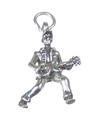 Breloque joueur de guitare en argent sterling .925 x 1 Breloques de musique de guitariste