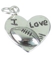 I love Rugby heart sterling silver charm pendant .925 x 1 charms