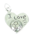 Ich liebe Fußball Herz Sterling Silber Charm .925 x 1 Fußball Charms