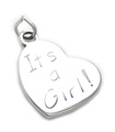 Its A Girl Heart sterling silver charm .925 x 1 New Born baby girls