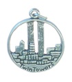 Pendentif à breloque en argent sterling tours jumelles New York .925 x 1 breloques américaines