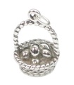 Ciondolo in argento sterling con cestino di uova di Pasqua .925 x 1 ciondoli a forma di uovo