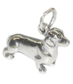 Breloque en argent sterling chien teckel .925 x 1 Breloques chiens saucisse