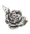 Rose Blume Sterling Silber Schwerer Charm .925 x 1 Blumen Charms