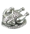 Breloque en argent sterling rôti de dinde .925 x 1 breloques de dîner de poulet