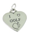 Colgante de plata de ley con corazón de I Love Golf .925 x 1 Golfista Golf