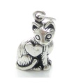 Katze mit Herz Sterling Silber Charm .925 x 1 Pussy Katzen Charms