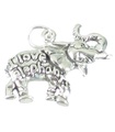 I Love Elephants 2D Elephant sterling silver charm hänge .925 x 1