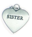 Sister affirmation sterling silver heart charm pendant .925 x 1 Sisters