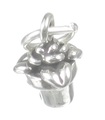 Kruka Växt Blomma sterling silver TINY charm .925 x 1 Blommor charm