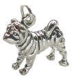 Charme de chien Shar Pei en argent sterling .925 x 1 Charmes de chiens SharPei