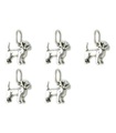 Förpackning med 5 Chihuahua Dogs TINY charm i sterling silver .925 Dog