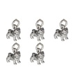 Förpackning med 5 Pug Dog TINY charm i sterling silver .925 Pugs Dogs charm