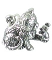 Chat jouant avec une souris en argent sterling .925 x 1 Breloques chats