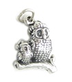 Ciondolo grande gufo piccolo ciondolo in argento sterling .925 x 1 ciondoli Night Owls