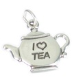 Breloque théière en argent sterling .925 x 1 I Heart Love Tea Pot charms