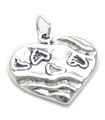 Baby Feet Herz Sterling Silber Charm-Anhänger .925x 1 Fußabdrücke Charms