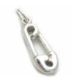 Safety Pin sterling silver charm .925 x 1 Nappy Diaper Pins charms DOES NOT OPEN