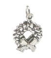 Wreath Christmas Charm de plata esterlina .925 x 1 Coronas de Navidad