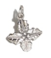 Charm de plata esterlina de acebo .925 x 1 Charms de Navidad de hojas de acebo