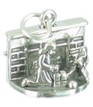 Breloque de Noël au coin du feu en argent sterling .925 x 1 Breloques de Noël