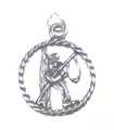 Charm de pescador de plata esterlina .925 x 1 Charms de pesca con caña