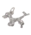 Cane con un uccellino sulla coda charm in argento sterling .925 x 1 Cani charms