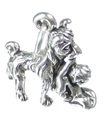 Charm de plata de ley con perro con niño pequeño .925 x 1 Charms de perros y niños