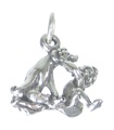 Chien léchant les garçons font face à une breloque en argent sterling .925 x 1 Breloques pour chiens