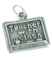 Teacher with Class sterling silver charm .925 x 1 Teaching charms