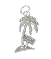 Ciondolo in argento sterling palma delle Hawaii .925 x 1 ciondoli Holliday