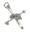 Ciondolo in argento sterling per bastoncini e occhiali da sci .925 x 1 Charm da sci