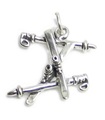 Ski mit Stöcken Sterling Silber Charm .925 x 1 Ski Ski Charms