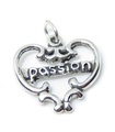 Charm coeur passion en argent sterling .925 x 1 Charms coeurs d'amour