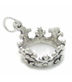 Charm de plata de ley con corona .925 x 1 Colgantes de coronas de reina de la realeza real