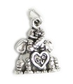 Zwei verliebte Elefanten 2D Sterling Silber Charm .925 x 1 Liebeszauber