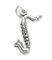 Breloque saxophone en argent sterling .925 x 1 Breloques d'instrument de musique