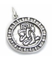 Maya Mayan Haab Coin disque icône breloque en argent sterling .925 x 1