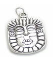 Mayan Maya 2D mask icon sterling silver hänge .925 x 1 Mayans charm