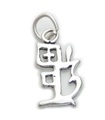 Chinesisches Glück kleiner Sterling Silber Charm .925 x 1 Glücksbringer