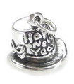 Charm de plata de ley con sombrero de feliz año nuevo .925 x 1 Charms de celebración