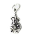 Hexe mit Kristallkugel Sterling Silber Charm .925 x 1 Halloween Charms