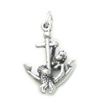 Meerjungfrau auf Anker Sterling Silber Charm .925 x 1 Meerjungfrauen Charms