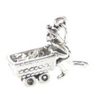 Górnik z wózkiem na węgiel Sterling Silver Charm. 925 x 1 Mining Charms