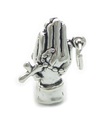 Praying hands with rosary sterling silver charm .925 x 1 Holy charms