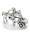 Breloque cheval mangeant du foin en argent sterling .925 x 1 Breloques chevaux