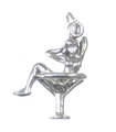 Verre à champagne avec breloque en argent sterling pour femme .925 x 1 breloques en verre