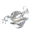 Dove with star sterling silver charm .925 x 1 Doves Stars Peace charms