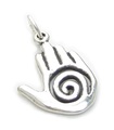 Charm de plata esterlina de la mano curativa .925 x 1 encantos de las manos de los curanderos de Reiki